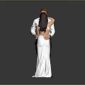 Couple Embracing In White Shirt Dark Pants And Long Dress