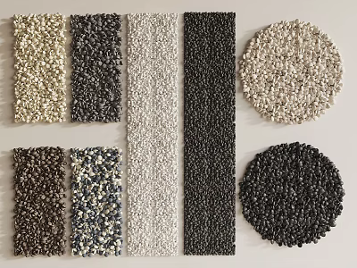Natural Stone And Wood Material Samples With Rectangular And Round Shapes Various Textures 3d model