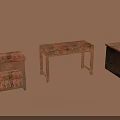 Vintage Rustic Wooden Furniture Set Featuring Drawers Shelves And Table Designs