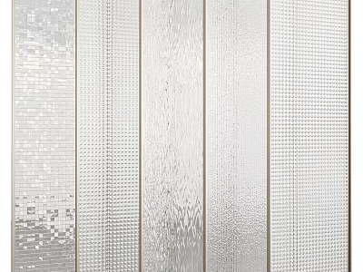 Contemporary Room Divider With Various Textured Glass Panels And Metal Frames 3d model