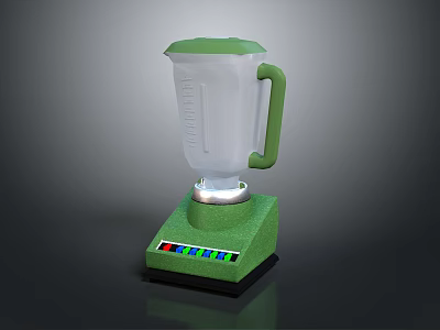 Green Household Blender With Transparent Measuring Jar And Colorful Control Buttons For Home Use 3d model