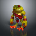 Green Reptile Character With Red Eyes Orange Feet Wrist Ankle Decorations And Red Sash
