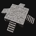 Stone Pedestal Platform Stone Stairway Remains Monuments Architecture 3d model