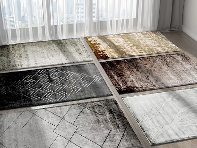 Square Rugs With Various Designs In Modern Interior 3d model