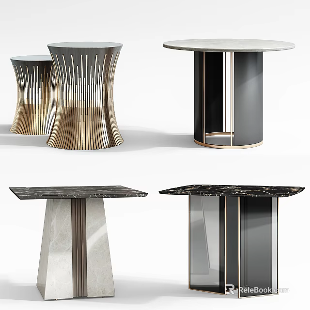 Modern Coffee Table Designs with Marble Tops Metal Frames and Geometric Shapes 3d model