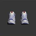 Blue And White High Top Sneakers With Red Label And Wavy Sole Design