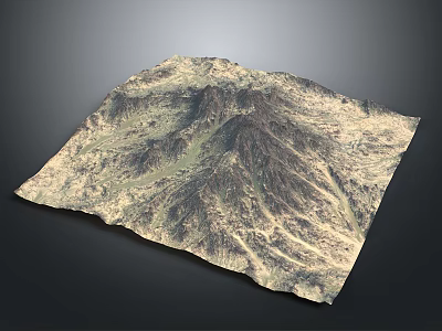 Detailed Mountainous Terrain 3D Model With Natural Texture And Elevation Features 3d model
