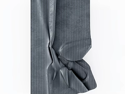 Modern Gray Striped Fabric Wall Decor With Pleated Knotted Design 3d model