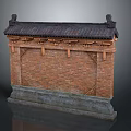 Traditional Brick Garden Wall With Tile Roof And Carved Stone Base