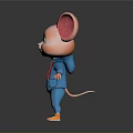 Cute Cartoon Mouse Game Animation Character With Big Pink Ears Blue Outfit Yellow Shoes
