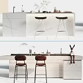 Modern Bar Counter Design With Marble Top Wooden Cabinets And Black Bar Stools