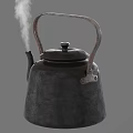 Black Electric Kettle With Metal Handle And Steam Rising From Spout