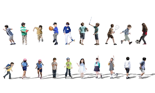 Modern Multiplayer Children's Sports Figures Boys Girls 3d model