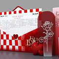 Romantic Love Letter In Red White Checkered Envelope With Heart And Rose Decor