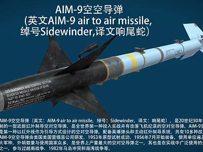 Sidewinder AIM9 Air to Air Missile With Heat Seeking Guidance System 3d model