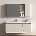 Modern Bathroom Cabinet With White Gray Mirror Cabinet Sink And Bottles