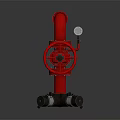 Red Fire Pipeline Valve With Wheel Handle And Pressure Gauge