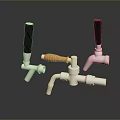 Stainless Steel Beverage Dispenser Taps With Black And Wooden Handles For Home Bar