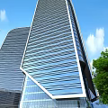 Modern Office Building Featuring Glass Facade Horizontal Lines And Green Surroundings
