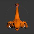 3D Cartoon Character Model With Orange Body Yellow Belly Red Tail And White Claws