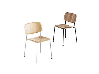 Modern Simple Design Dining Chairs With Wooden Seats And Metal Legs 3d model