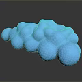 Glossy Blue Abstract 3D Model With Rounded Protrusions On Black Background And Reflection