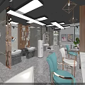 Modern Beauty Hair Salon Interior With Styling Chairs Mirrors Lighting And Green Plants