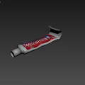 Daily Use Toothpaste in Red and White Tube with Blue Accent Design for Oral Care
