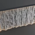Natural Textured Stone Background Wall With Black Frame Decorative Design