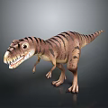 3D Dinosaur Character With Striped Skin Open Mouth And Sharp Teeth 3d model