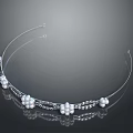 Elegant Silver Tiara With Pearl Clusters And Chain Ornaments On Reflective Surface