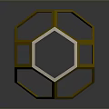 Modern Golden Geometric Sphere Frame Structure With Polygonal Design Elements