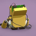 Retro Gaming Console Style Yellow Robot With Green 8 Bit Display Purple Buttons Control Box