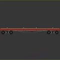 Red Flatbed Trailer with Wooden Deck and Metal Fixtures for Heavy Duty Transportation