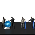 Launch Device With Blue Sphere Columns And Standing Figures At Ceremony