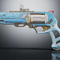 Blue H10 Sci Fi Pistol With Tactical Sight And Ergonomic Grip Details