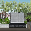 Courtyard Garden With Wooden Deck Seating Area Green Plants Trees And Warm Lighting