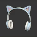 Cute Light Blue Headphones With Cat Ear Design And Purple Pink Accents