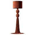 Modern Brown Braided Floor Lamp With Fabric Shade And Tassel Details