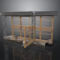 Construction Scaffolding Structure With Metal Frames Wooden Planks And Window Frames