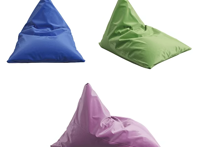 Blue Green Purple Triangle Bean Bag Chairs for Modern Home Decor 3d model