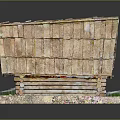 Log Cabin Model With Wooden Slatted Roof Log Walls Wooden Door Stone Base And Grass