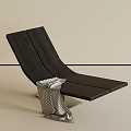 Modern Minimalist Dark Solid Wood Lounge Chair With Soft Woven Blanket For Cozy Indoor Leisure
