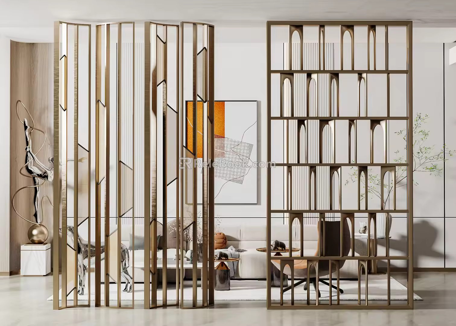 Light Luxury Partition Metal Partition Screen 3d model