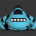 Turquoise Futuristic Toy Car With Black Stripes Red Seat And Tooth Like Front Design