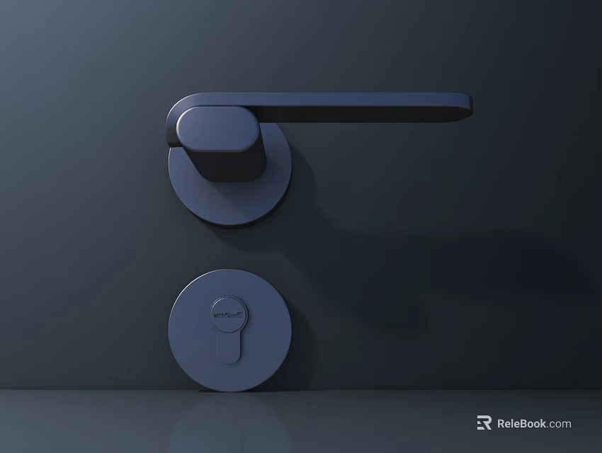 Contemporary Sleek Metal Door Handle With Keyhole For Modern Interior Design 3d model 