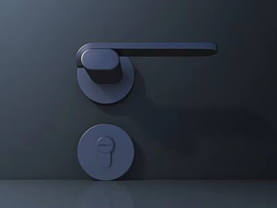 Contemporary Sleek Metal Door Handle With Keyhole For Modern Interior Design 3d model