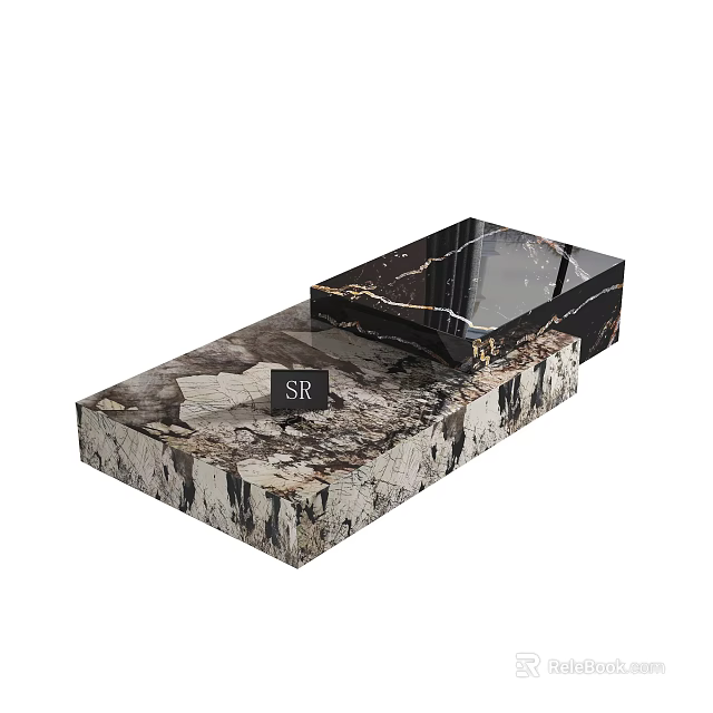 Modern Black Marble Coffee Table With Textured Surface And Sleek Contemporary Design 3d model 