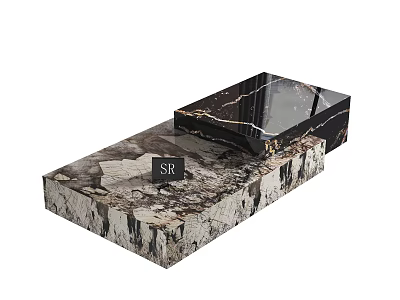 Modern Black Marble Coffee Table With Textured Surface And Sleek Contemporary Design 3d model