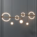 Illuminated Modern Luxury Chandelier with Circular Rings Spherical Lights and Metal Frame